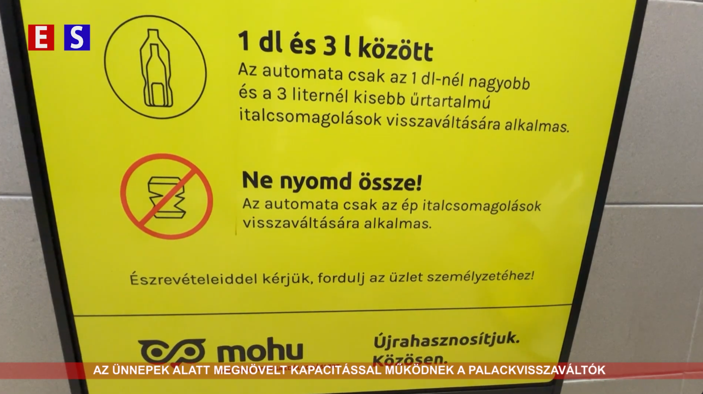 Az ünnepek alatt megnövelt kapacitással működnek a palackvisszaváltók