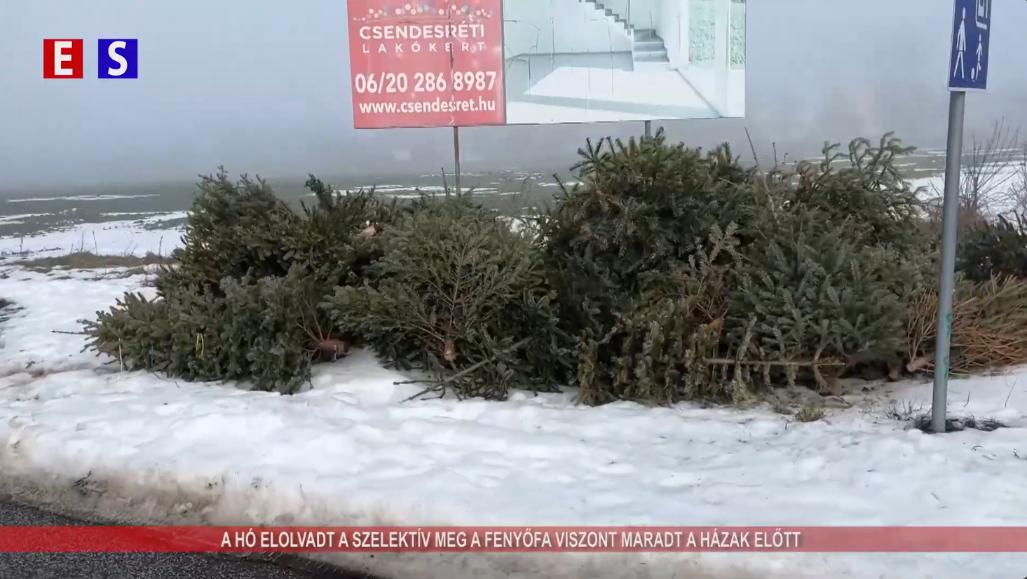 A hó elolvadt a szelektív meg a fenyőfa viszont maradt a házak előtt