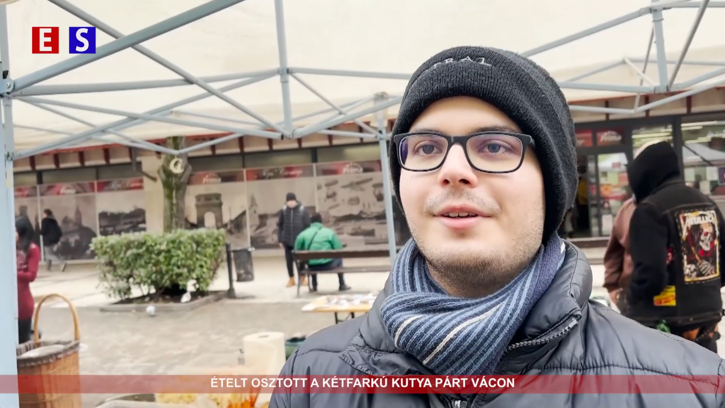 Ételt osztottak a Kétfarkú Kutya Párt aktivistái Vácon